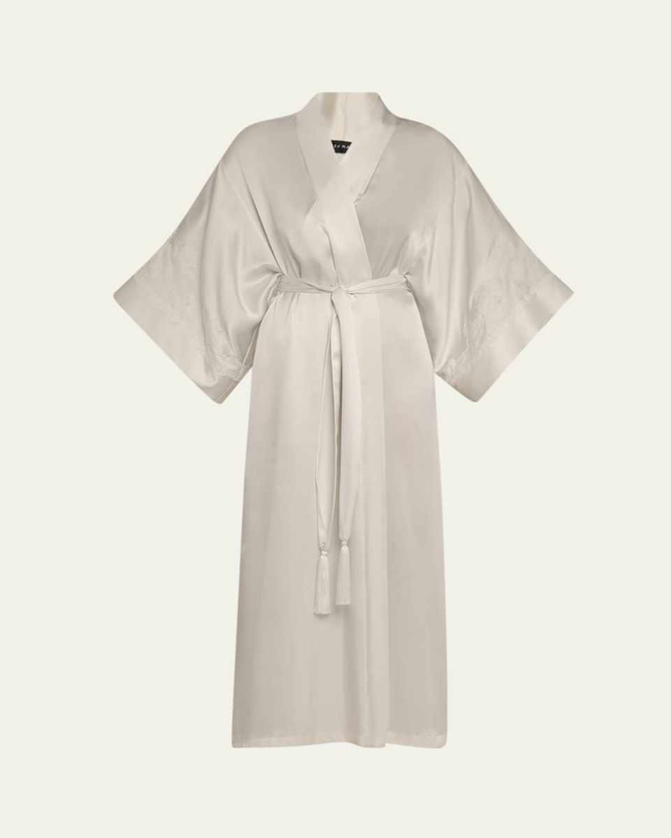Lolita Lace-Trim Silk Charmeuse Robe
